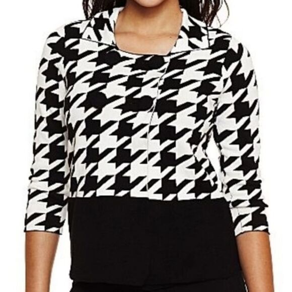 🔹️Worthington Black & White Houndstooth Double Breasted Sweater Jacket XLarge - Picture 1 of 12